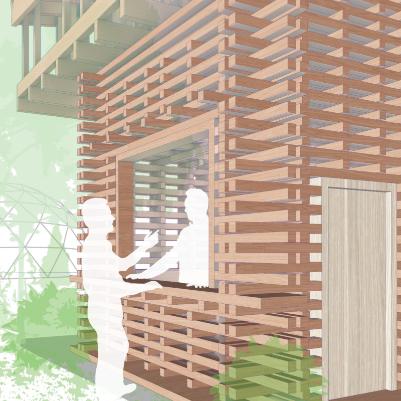 Thatch Roof Canopy with Natural Ventilation and Modular Layout for Community Gathering