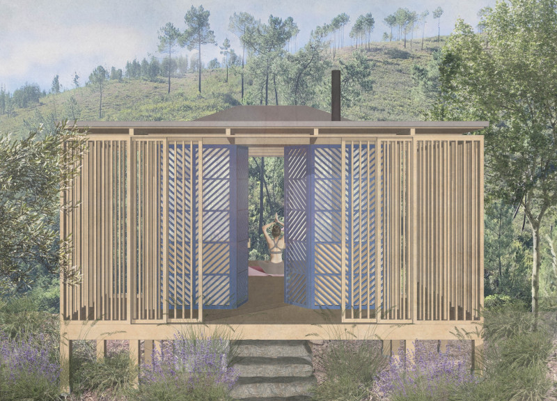 Pine Wood Retreat Featuring Transparent Glass Walls and Sustainable Local Materials