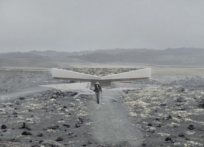 Charred Larch And Volcanic Concrete Coffee Shop Nestled in Icelandic Landscape