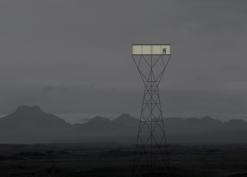 Elevated Glass Enclosure Crafted from Steel and Concrete Overlooking Icelandic Landscapes