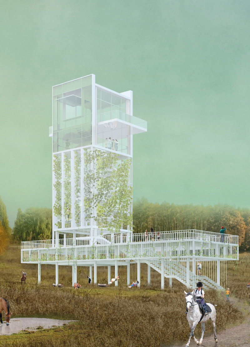 Charred Wooden Shingles And Steel Framework Create A Nature Immersion Observation Tower