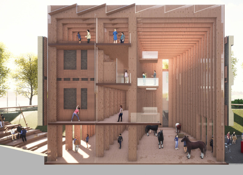 Charred Wooden Shingles and Engineered Wood Foster Community Engagement in Sustainable Educational Spaces