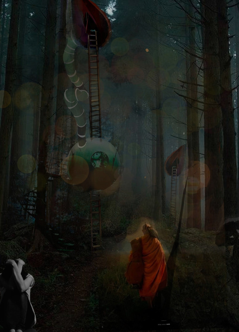 Compostable Materials and Solar Integration in a Reflective Journey Through Aokigahara  