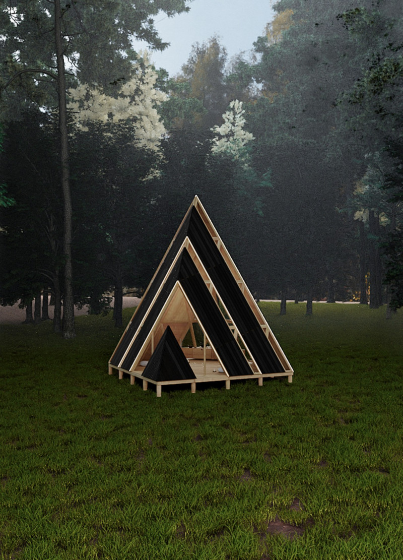 Fractal Pyramidal Structure Crafted From Local Timber and Sustainable Insulation for Reflective Meditation.