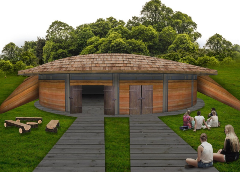 Rammed Earth Walls and Vertical Gardens Forming a Community Hub in the Portuguese Countryside