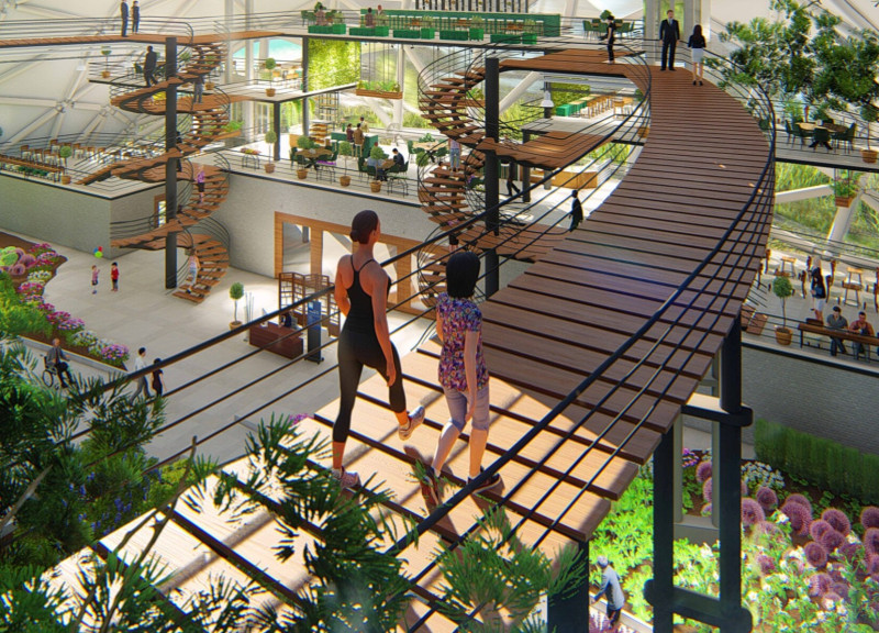 Biomimetic Design Featuring Geodesic Glass and Sustainable Wood Elements in a Dining Experience  