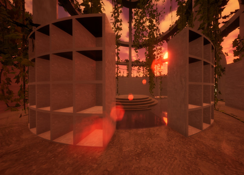 Reflective Water Features and Transparent Pathways in a Concrete Columbarium Design  