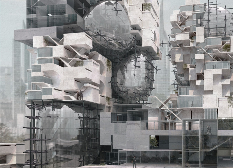 Generative Glass Facade Enhanced by Reinforced Concrete in a Modular Office Space  