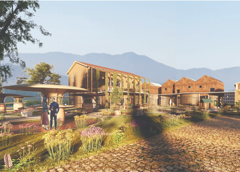 Charred Wooden Shingles and Local Brick Create Inviting Guest Accommodations Amidst Vineyards