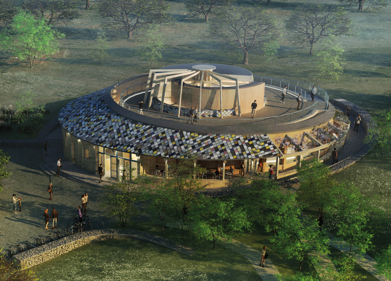 Charred Wooden Shingles and Engineered Wood Create a Multi-Functional Community Hub