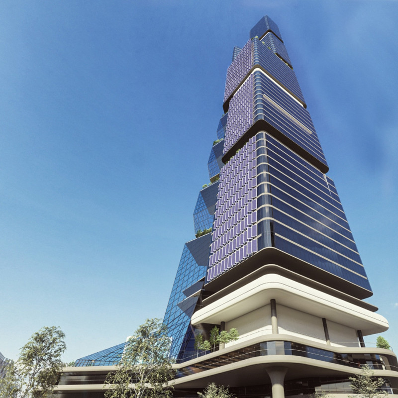 Vertical Green Terraces Enhanced With Composite Panels in A Sustainable Mixed-Use Skyscraper  