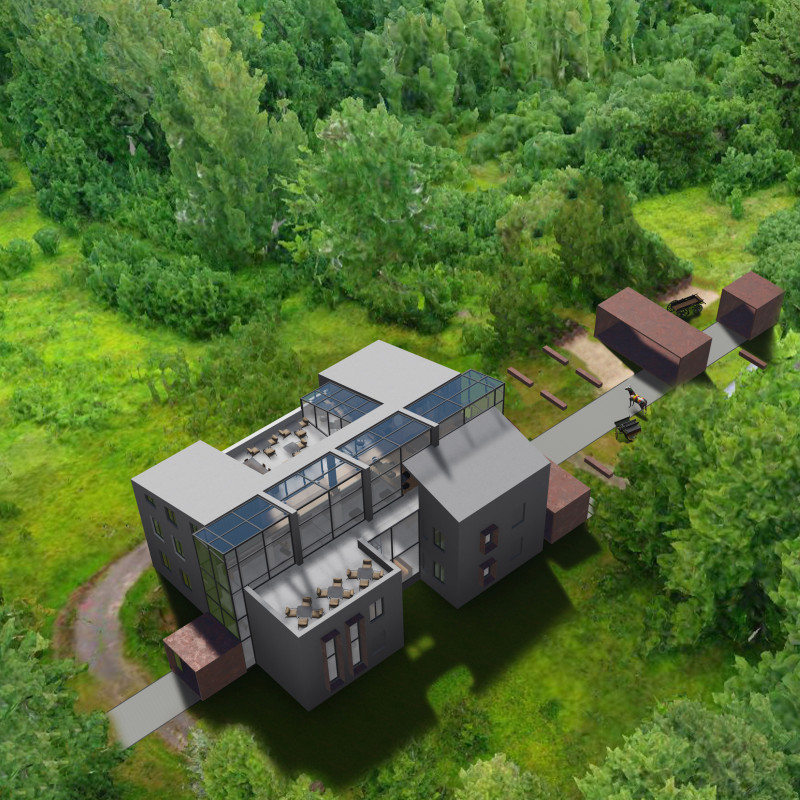 Charred Wooden Shingles and Expansive Glazing Create a Community Hub Embracing Nature