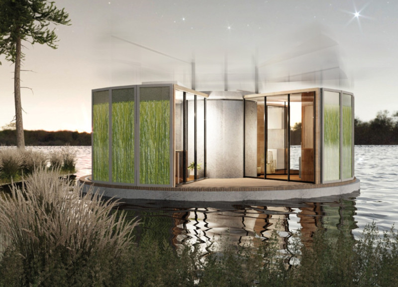 Magnesium Phosphate Structure with Solar Modules and Rainwater Harvesting in a Circular Form