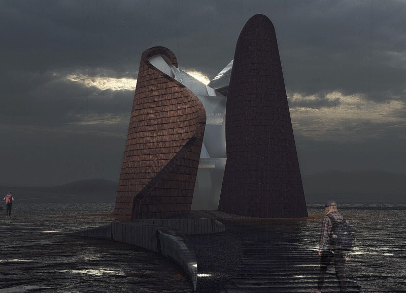 Charred Wood Facade Enhanced by Geothermal Systems in a Cultural Observatory  
