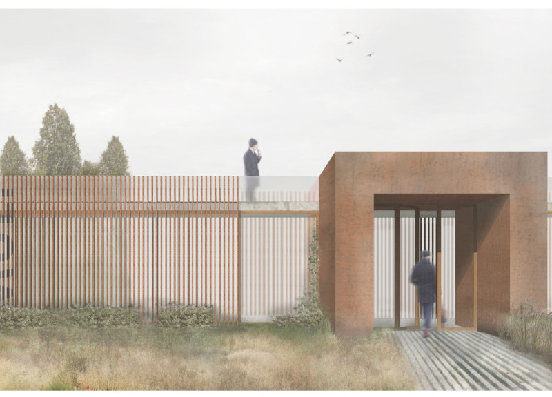 Charred Wood Shingles and Concrete Integration in a Multi-Functional Community Hub