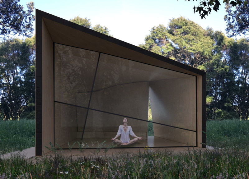 Curved Metal Veil and Birch Interior in a Tranquil Finnish Retreat