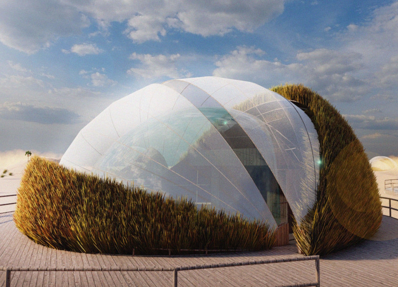 Exploring 360-Degree Views Within GFRC Domes Integrated Into The Desert Landscape