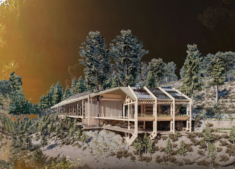 Charred Wooden Shingles and Cross-Laminated Timber Define a Community Hub for Interaction