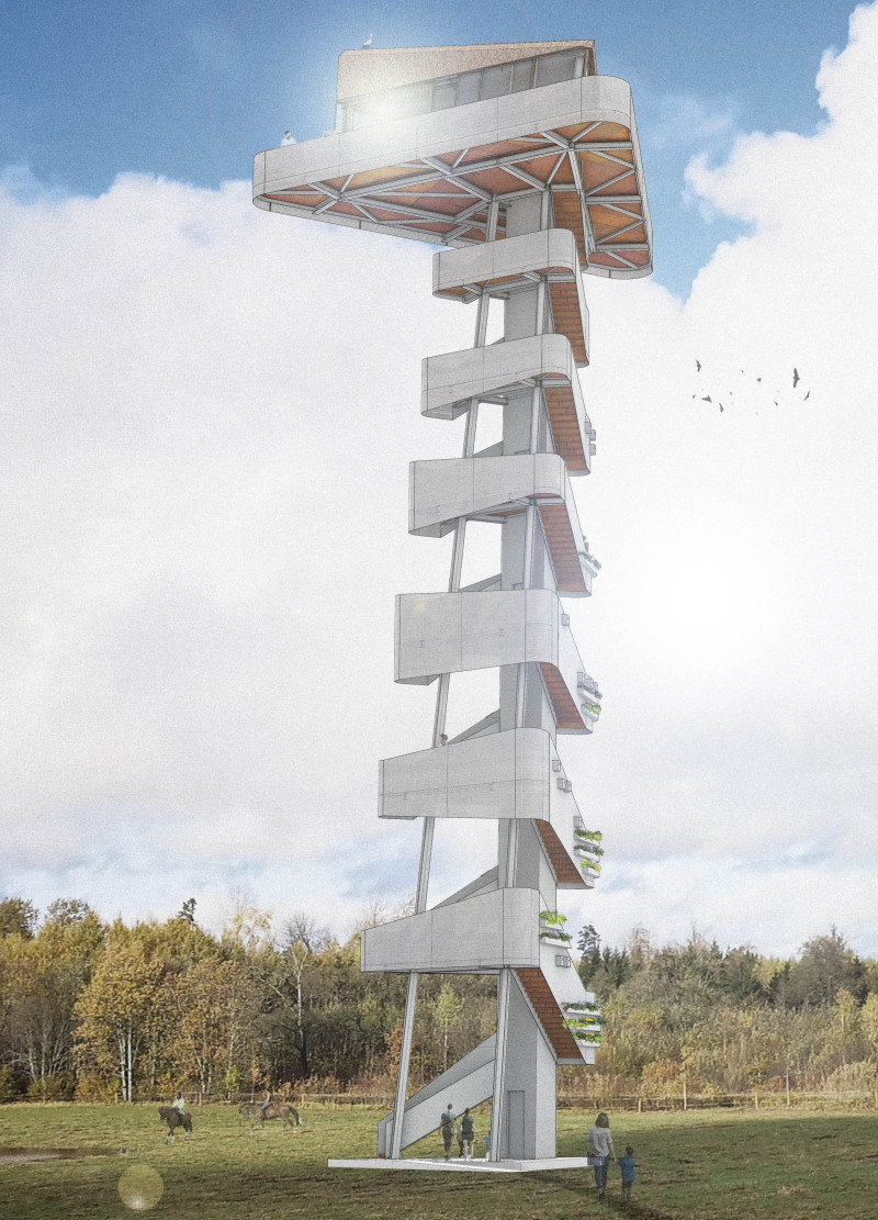 Twisted Concrete Form Enhanced by Natural Thatch and Steel for Community Engagement  