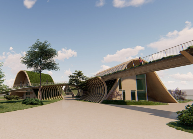 Curvilinear Forms of Container Modules Enhanced by Green Roofs in a Sustainable Urban Habitat
