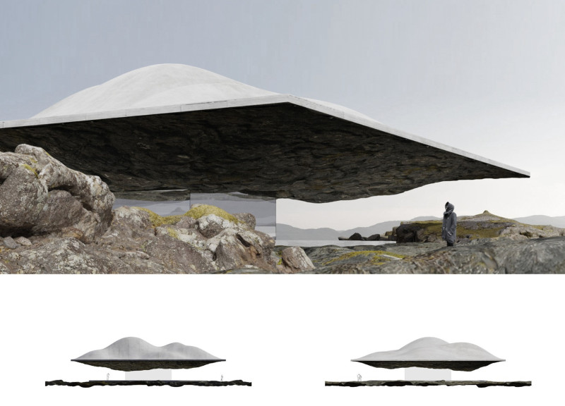 Floating Form With Volcanic Stone And Sustainable Materials For Cinematic Connection  