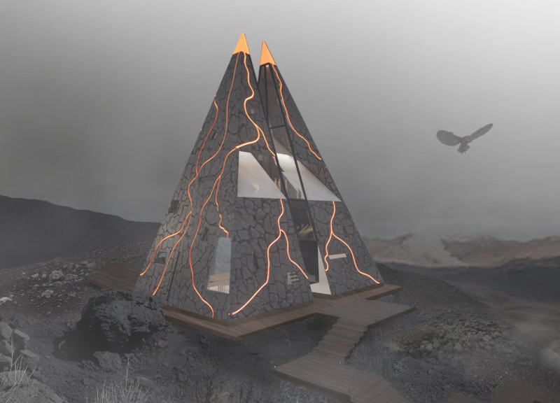 Geometric Forms of Volcanic Rock and Glass Frames Create a Sustainable Community Hub  