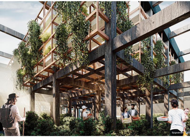 Cross-Laminated Timber Greenhouse Integrating Living Walls and Local Cuisine
