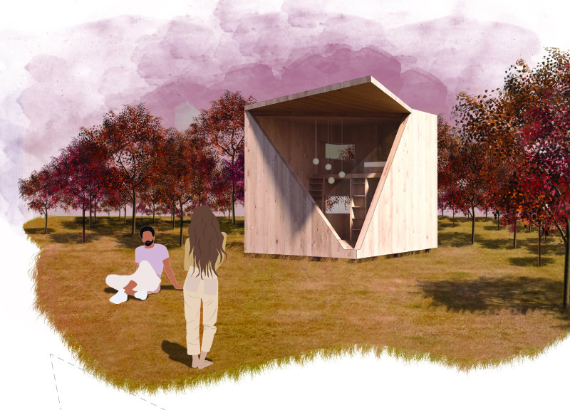 Folded Geometry Defined By Cross-Laminated Timber And Charred Wood Shingles In A Flexible Living Space