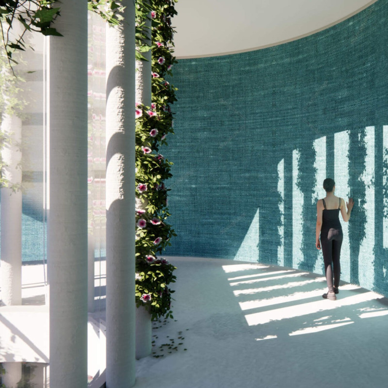 Curved Walls and Natural Stone Integrate in a Tranquil Therapeutic Residence
