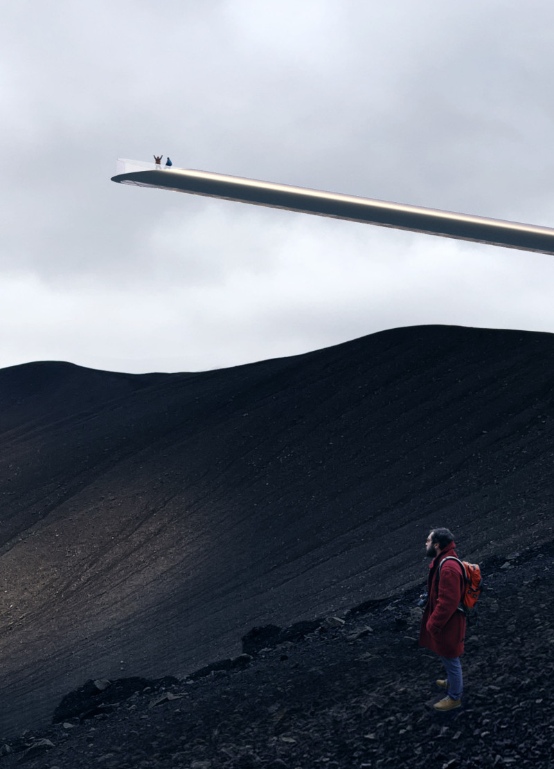 Dynamic Seesaw Structure Elevated by Stainless Steel Interaction Within a Volcanic Landscape