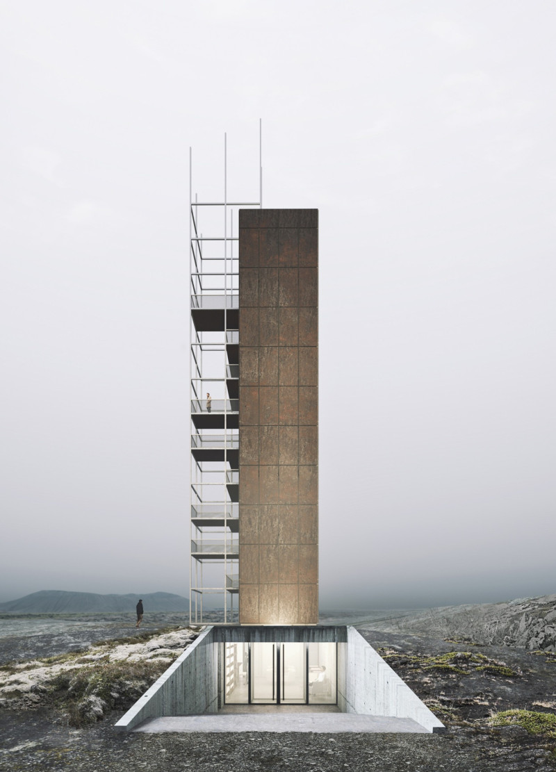 Metal Cladding and Transparent Views in a Tectonic Observation Tower  