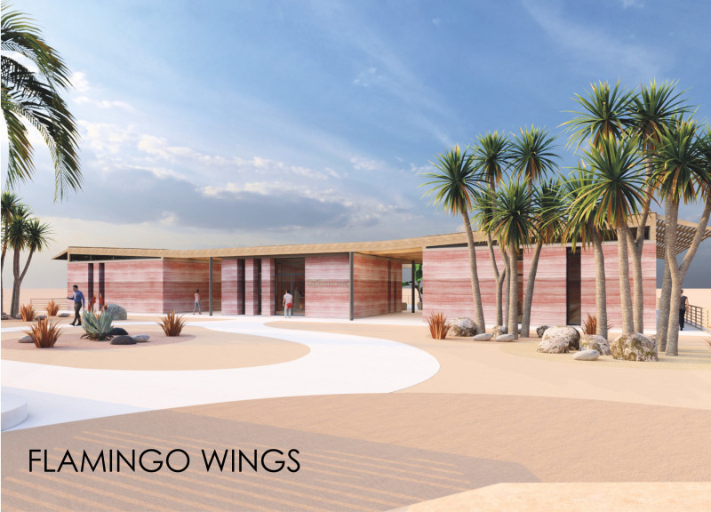 Community hub featuring rammed earth construction and natural light optimization