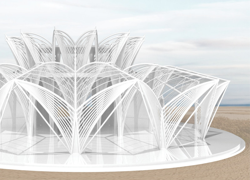 Curvilinear ETFE Canopy with Natural Wood Accents in a Community-Focused Facility