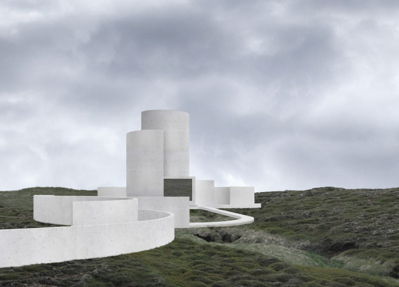 Geothermal Monolith with Circular Form and Reinforced Concrete Structure Embracing the Icelandic Landscape
