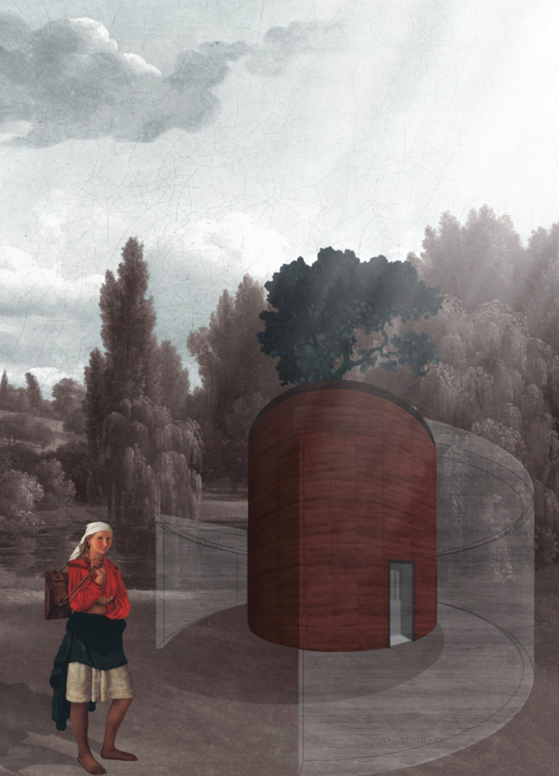 Rammed Earth Pavilion with Transparent Wood Roof Fostering Natural Integration in Catalonia  