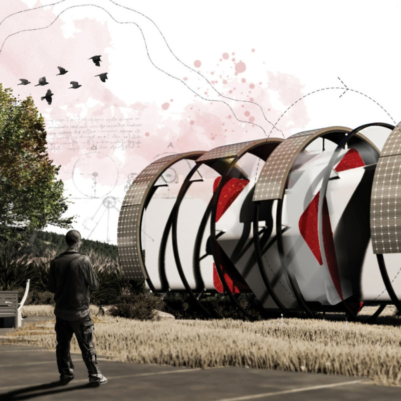 Dynamic Living Spaces With Rotating Glass Panels In A Sustainable Framework
