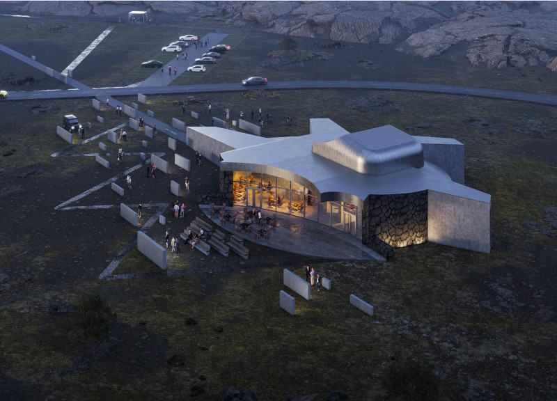 Curvilinear Form Wrapped in Volcanic Stone Enhances Community Engagement in A Cinematic Venue