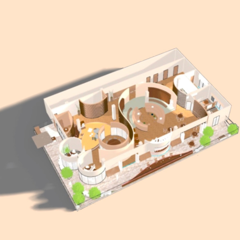 Curved Forms Enhanced by Natural Light and Sustainable Wood in a Modern Workspace  