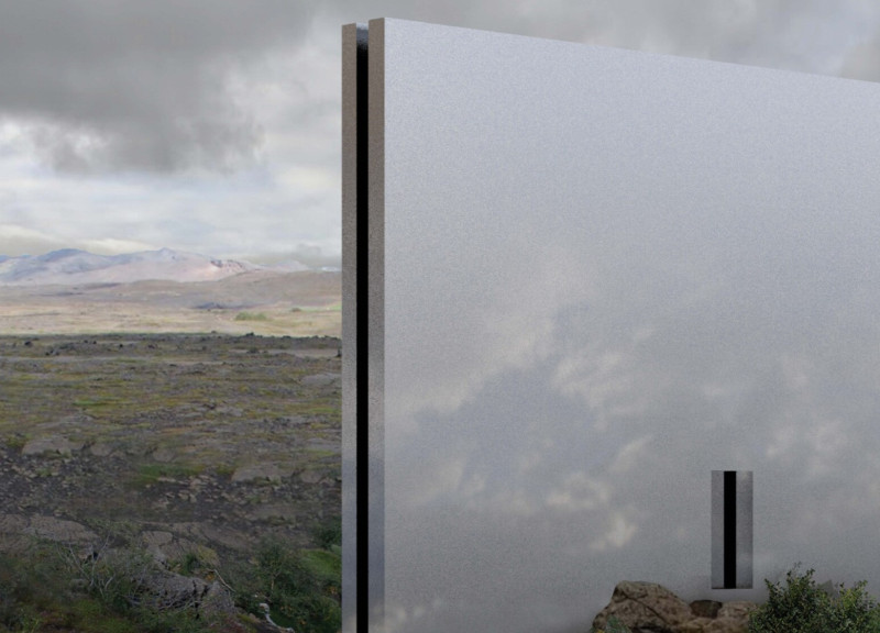 Reflective Aluminum Facade Merging with Local Stone in a Visitor Center for Geological Exploration