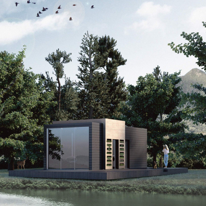 Charred Wooden Shingles and Cross-Laminated Timber Form a Compact Home Integrated with Nature