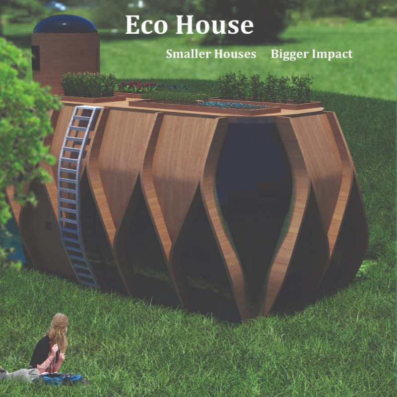 Bamboo Construction With Solar Integration and Rooftop Agriculture In a Compact Urban Setting
