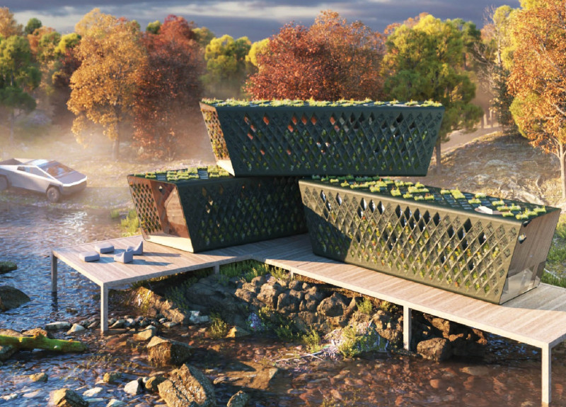 Hempcrete Micro Home Featuring 3D-Printed Elements and Vertical Gardens for Sustainable Living