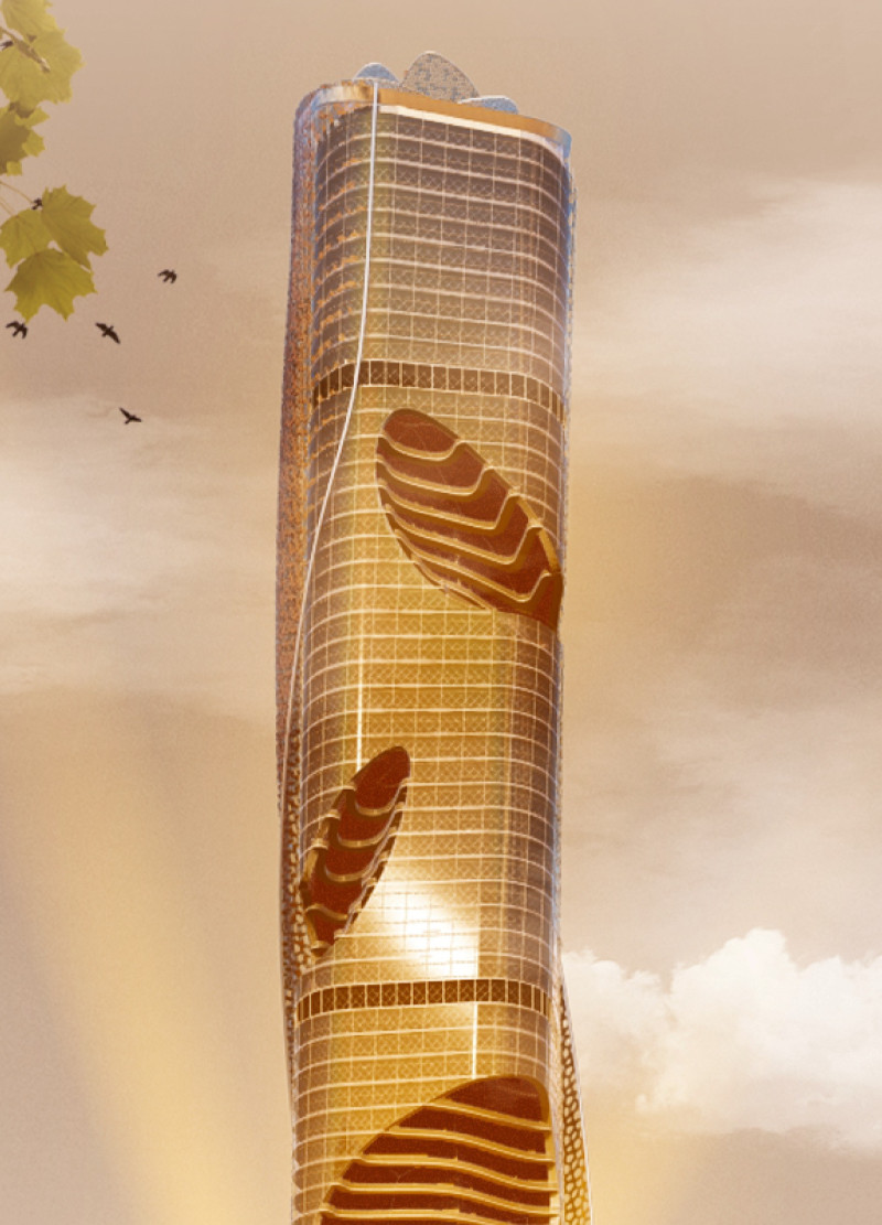 Honeycomb Facade With Green Roof Integration in a Multifunctional Urban High-Rise