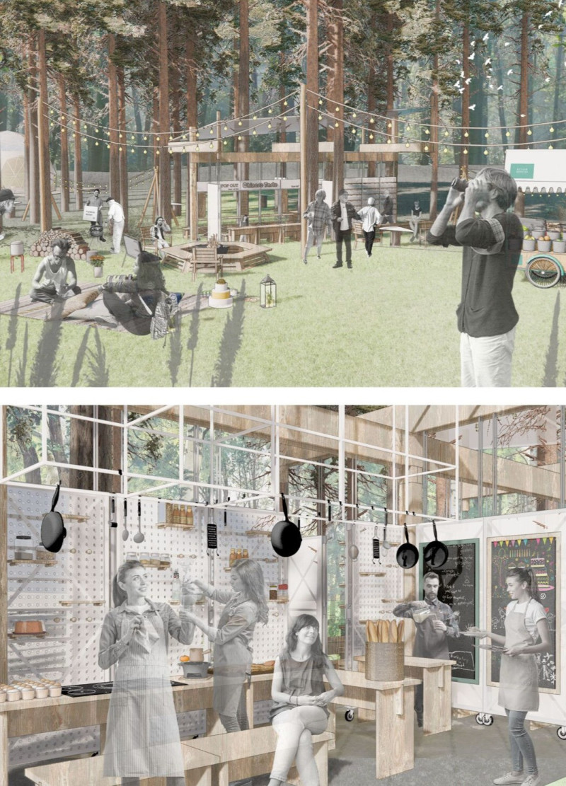 Translucent Polycarbonate Facade and Modular Wood Structure Enhancing Community Interaction