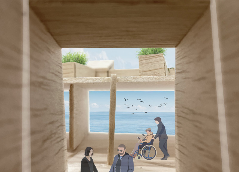 Charred Wooden Shingles Integrating Native Gardens in a Coastal Healing Facility