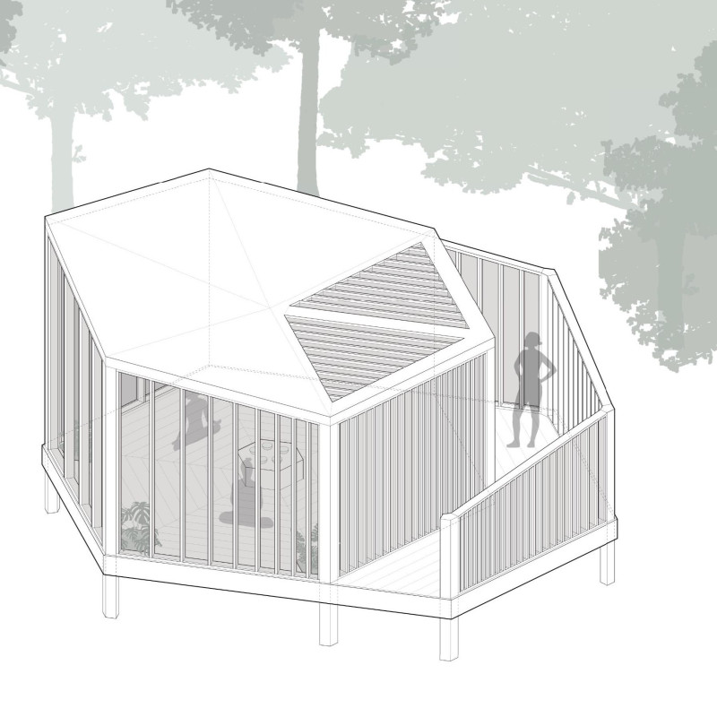 Charred Wooden Shingles and Transparent Facades Elevate A Hexagonal Sanctuary for Meditation  