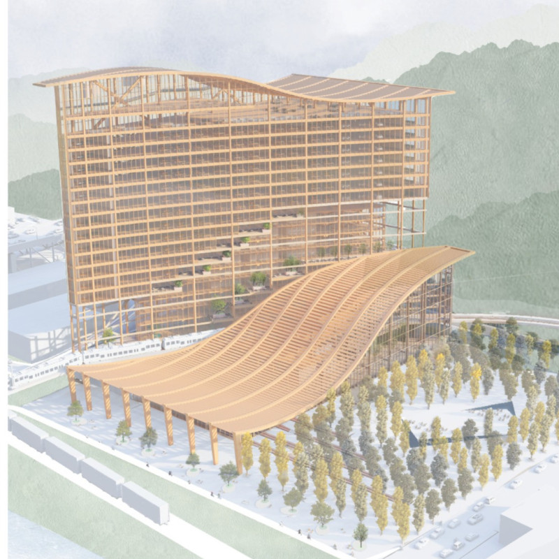Cross-Laminated Timber Structure Blending with Riverside Landscapes for Community Engagement