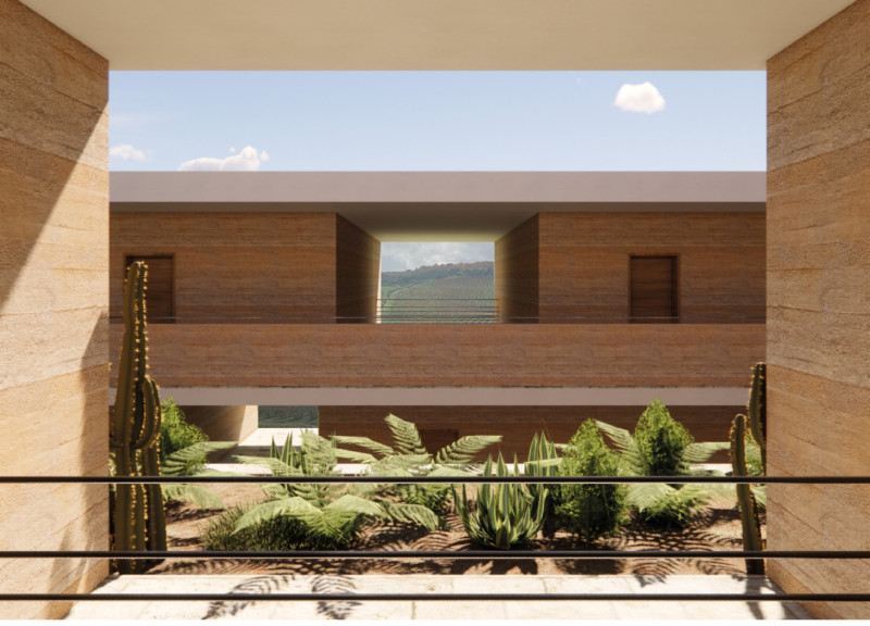 Charred Wooden Shingles and Natural Stone Elevate Sustainable Hospitality Amidst Vineyard Views