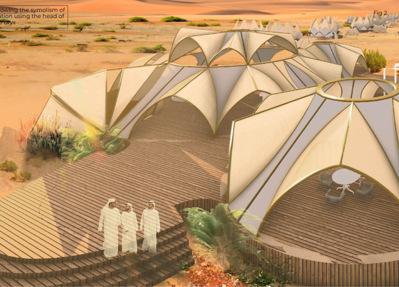 Tensile Fabric Structures and Curvilinear Forms in Eco-Friendly Desert Lodging
