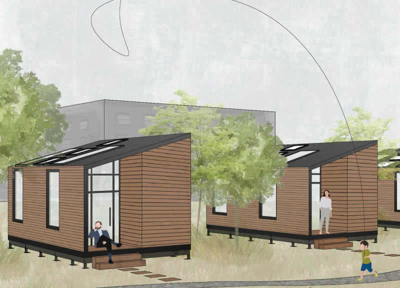 Charred Wooden Shingles and Large Glazing Define Compact Community Living Solutions